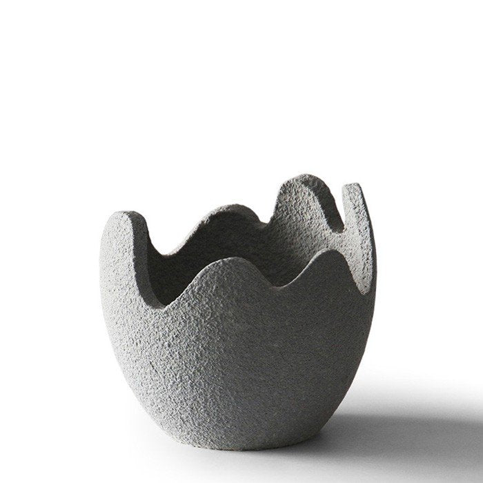 Handmade Ceramic Eggshell Flower Pot - Abstract Art
