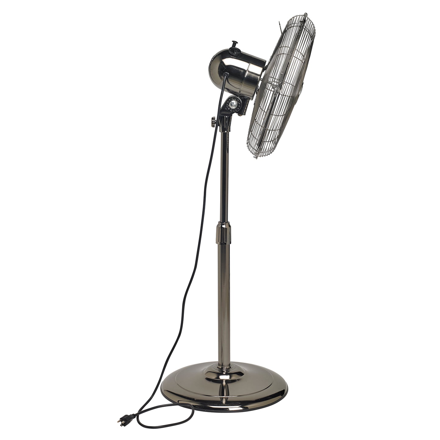 Pearl Black Metal Floor Fan - Adjustable Height
