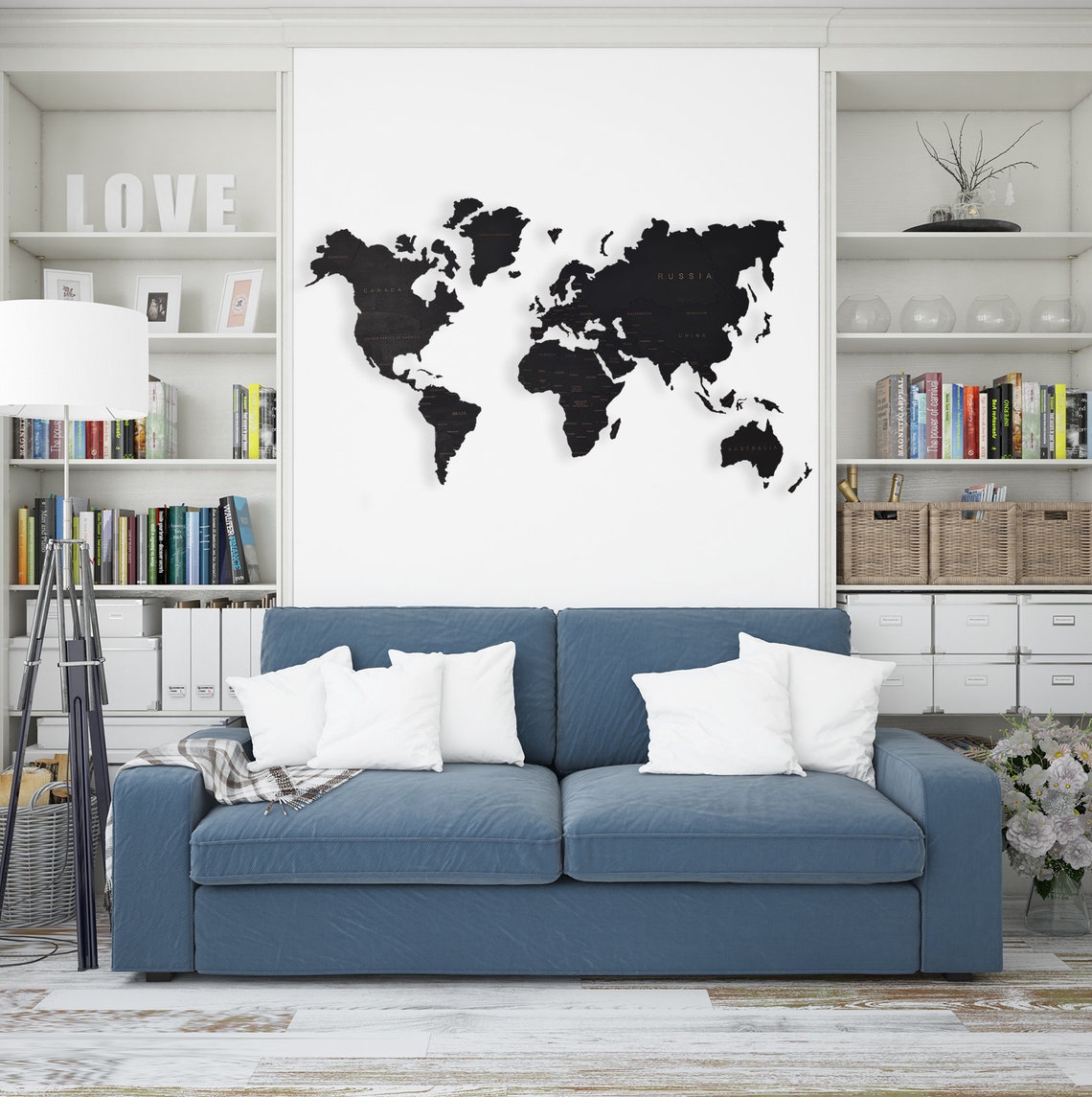 Handmade Wooden Push Pin World Map – A Travel-Inspired Statement Piece