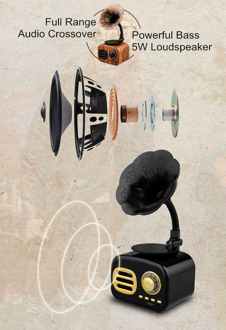 Vintage-Style Bluetooth Speaker | Portable with TF Card Slot