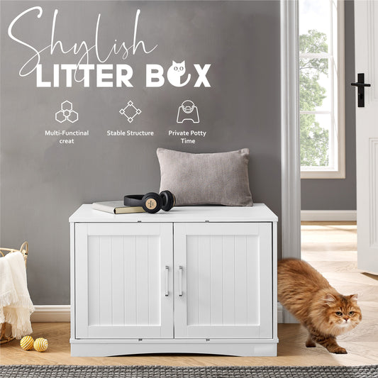 Large Litter Box Enclosure Cabinet | Doubles as a Modern End Table
