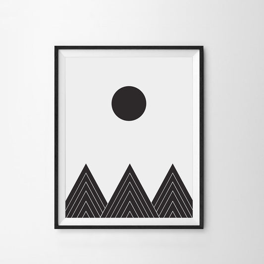 Modern Gallery Wall Set | Two Solid Wood Frames & Minimalist Art Prints Black