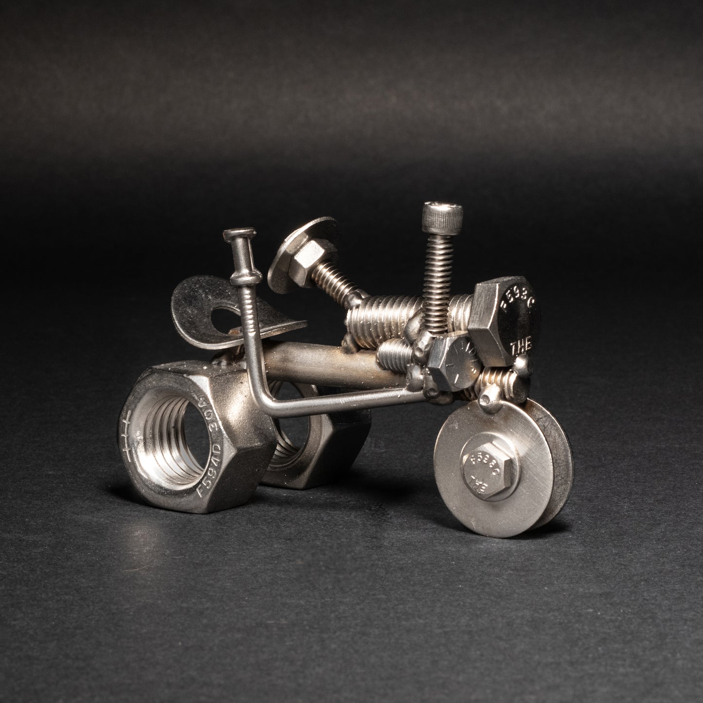 Welded Steel Tractor Figurine for Desk & Home