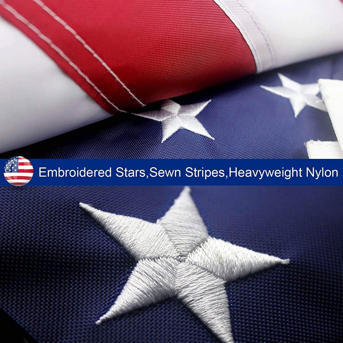 Premium American Flag with Embroidered Stars & Sewn Stripes for Outdoors