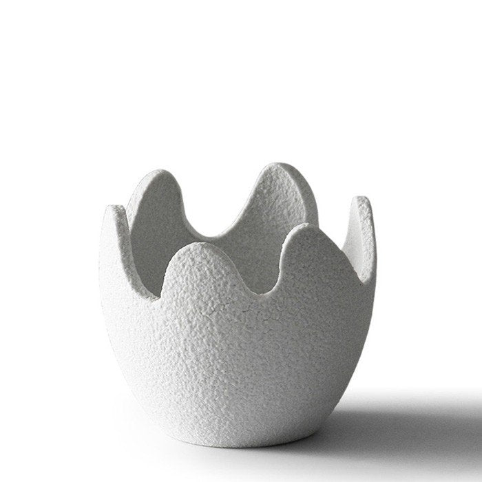 Handmade Ceramic Eggshell Flower Pot - Abstract Art