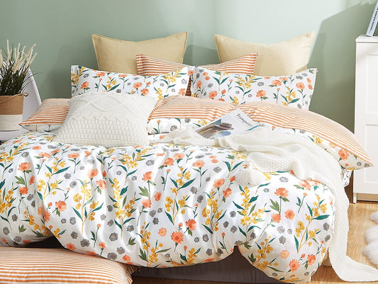 Estella Floral 100% Cotton Reversible Comforter Set