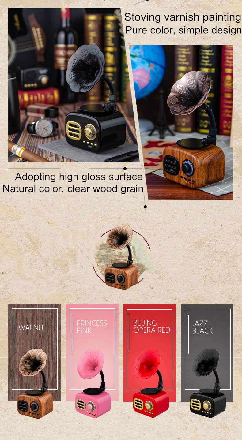 Vintage-Style Bluetooth Speaker | Portable with TF Card Slot