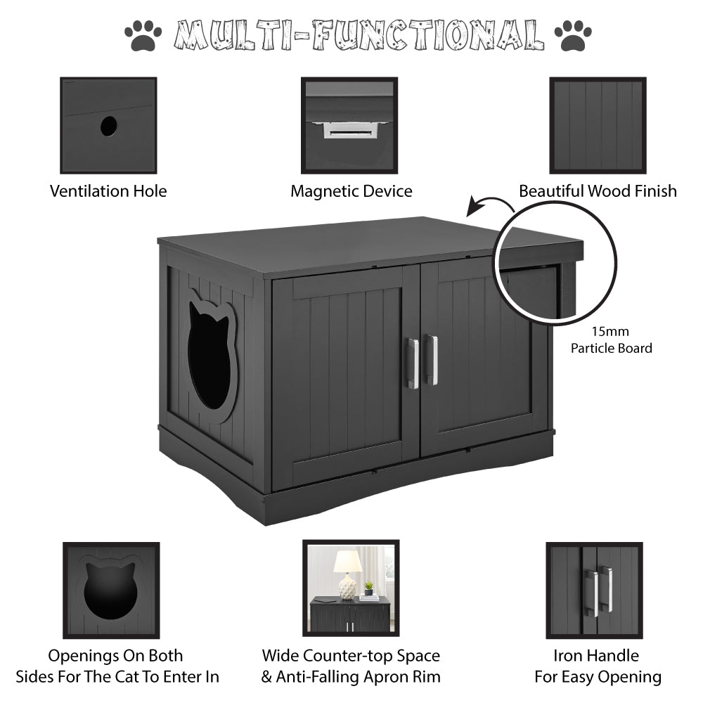 Large Litter Box Enclosure Cabinet | Doubles as a Modern End Table