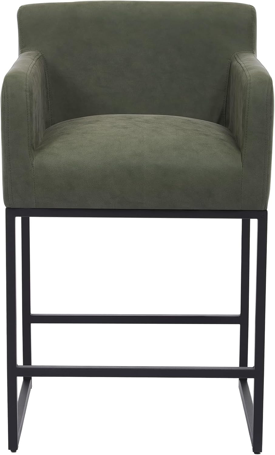Modern 25" Green Leather Bar Stools (2)