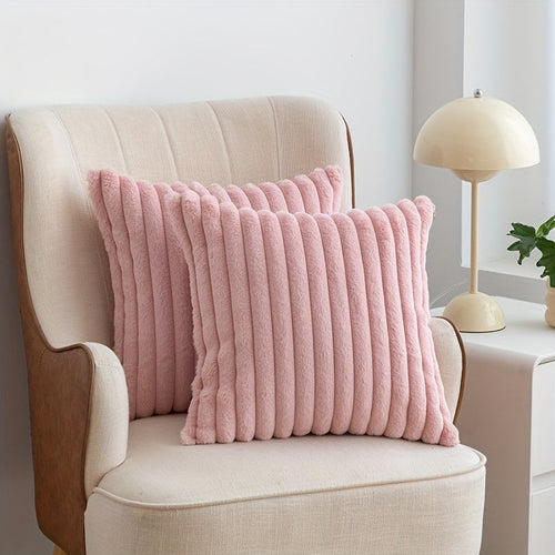 Luxury Plush Faux Fur Pillow Covers with Zipper Closure | Set of 2