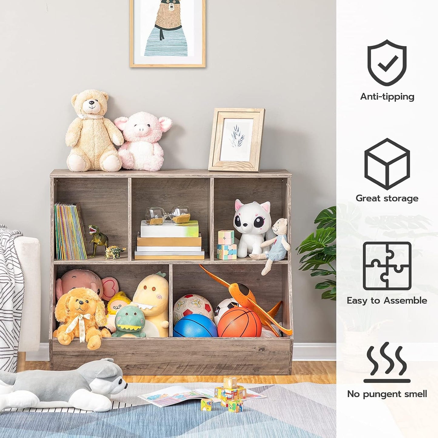 Greige Toy Storage Organizer for Playrooms & Nurseries