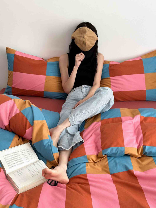 Rainbow Checkered Duvet Cover Set