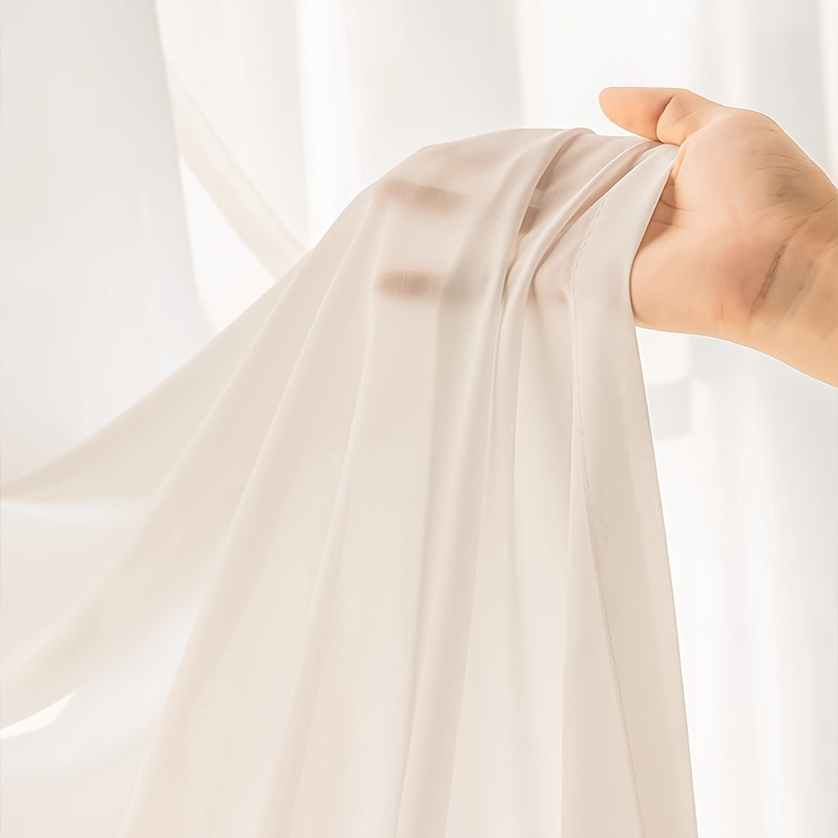Country Rustic White Yarn Semi-Sheer Curtains
