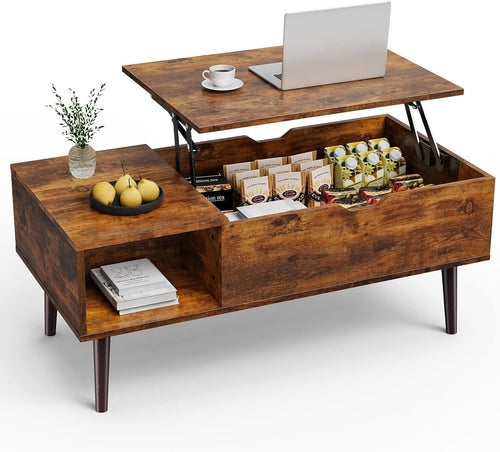 Textured Wood Lift Top Coffee Table