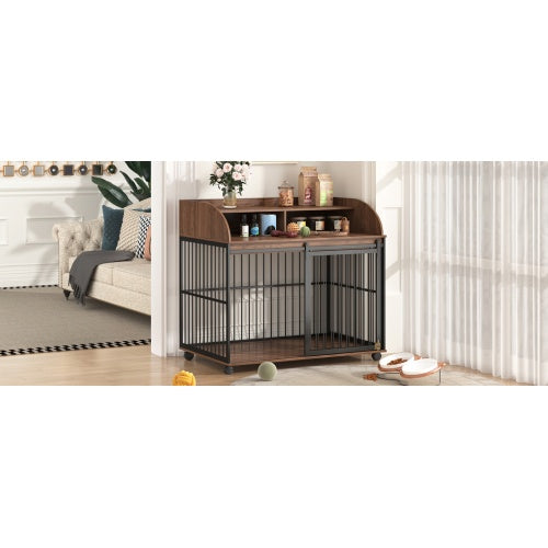 Stylish Indoor Dog House for Large Dogs – Engineered Wood & Steel
