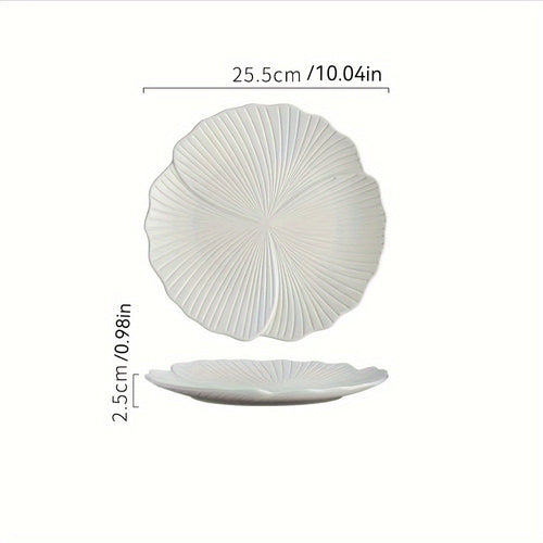 White Petal Ceramic Dinner Plates