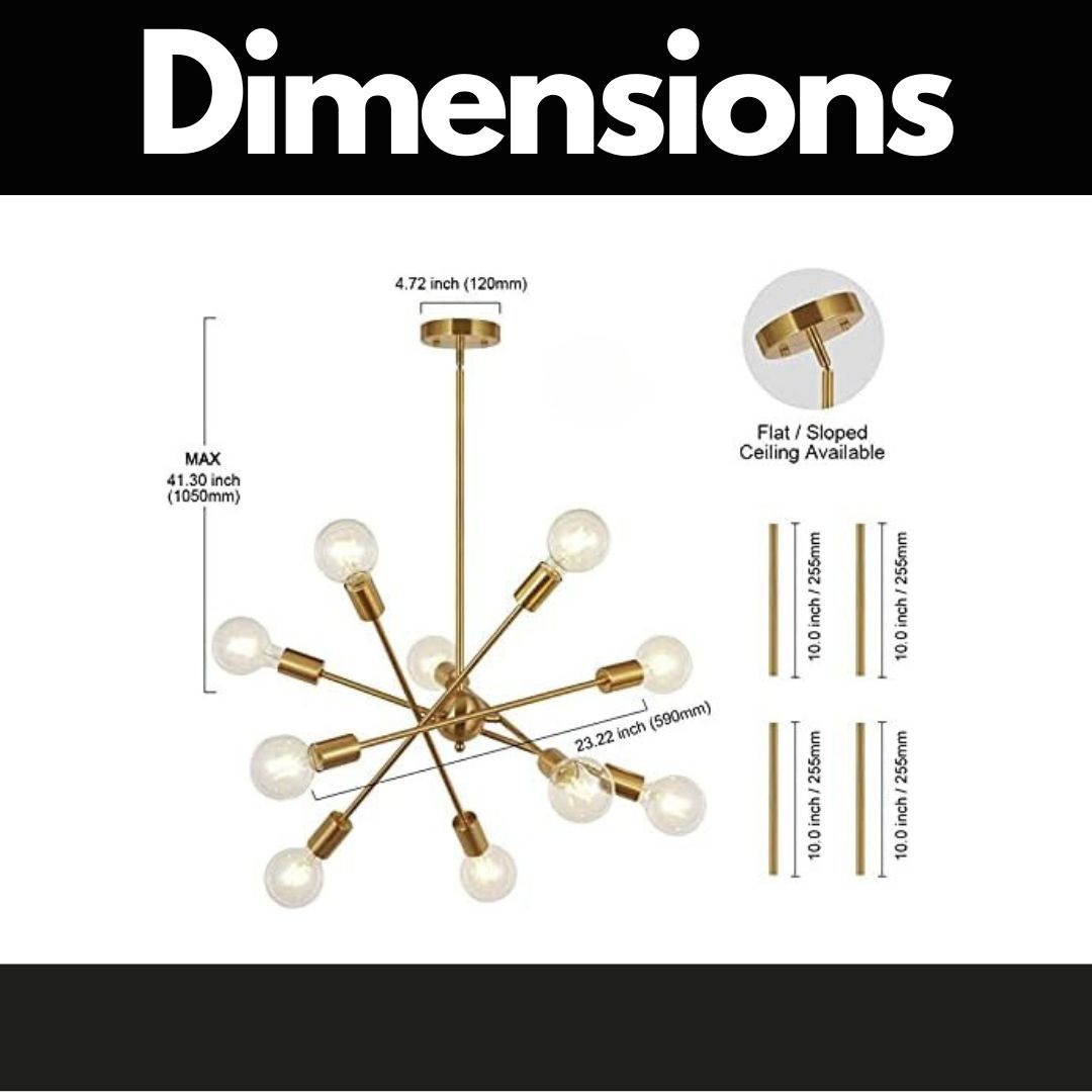 Modern Sputnik Chandelier Lighting 10 Lights With Adjustable