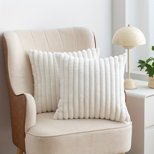 Luxury Plush Faux Fur Pillow Covers with Zipper Closure | Set of 2