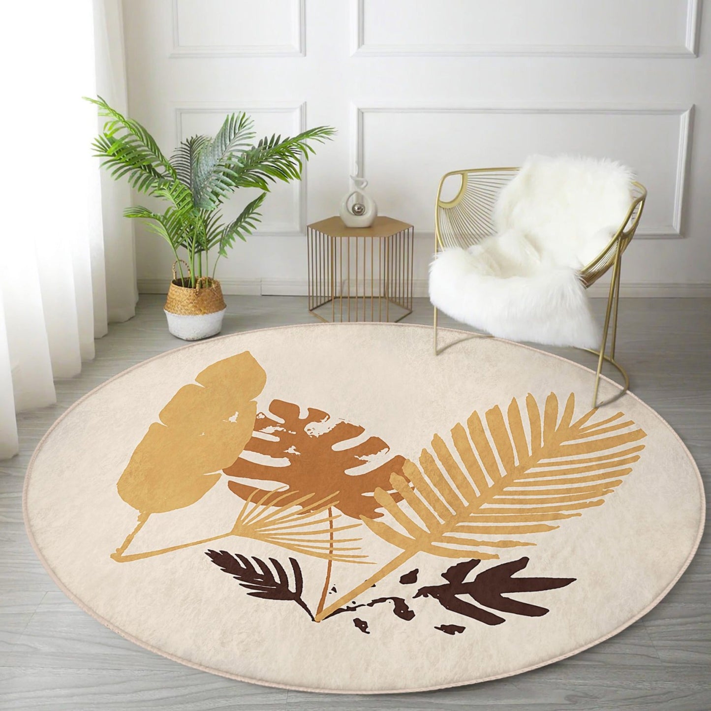 Abstract Round Non Slip Area Rug