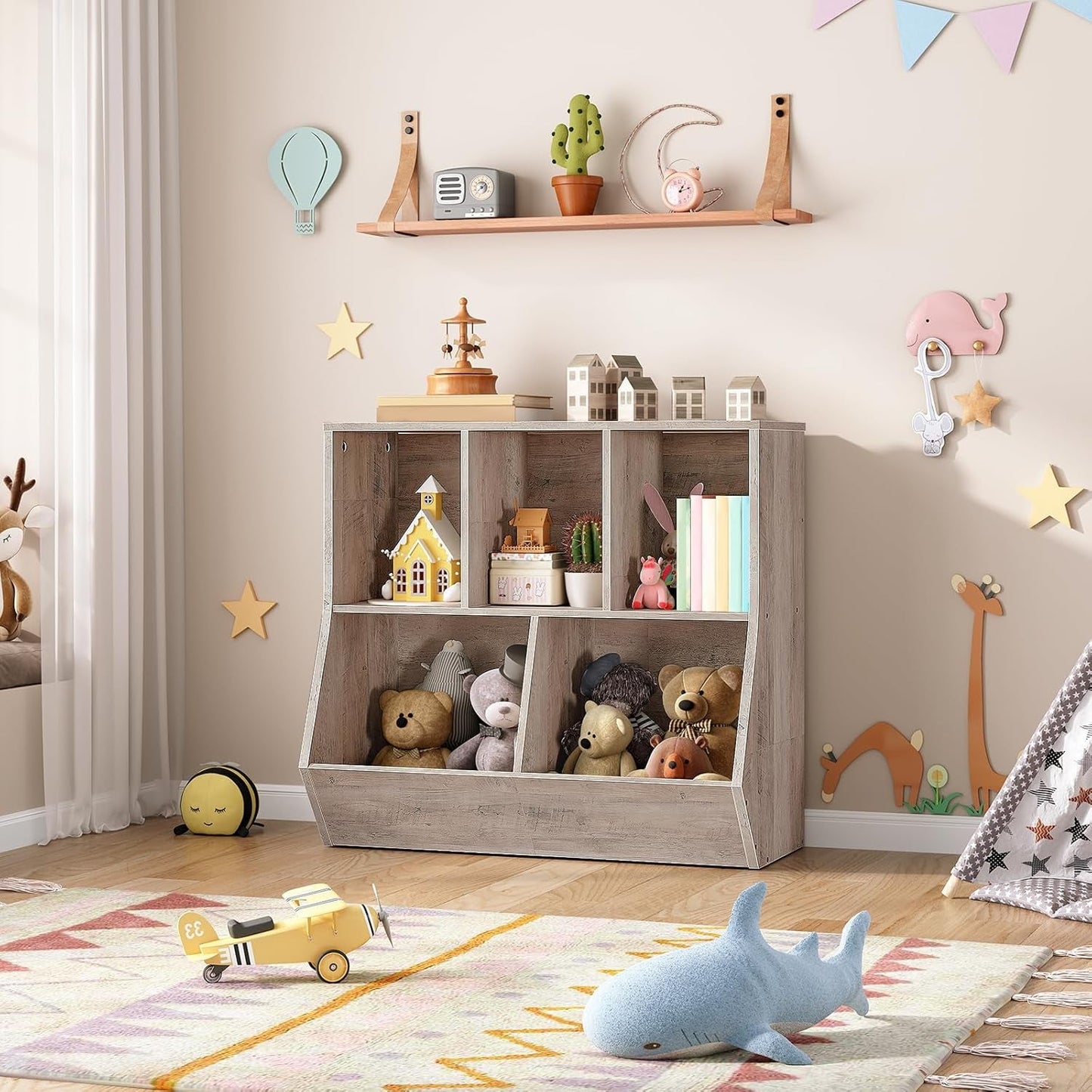 Greige Toy Storage Organizer for Playrooms & Nurseries