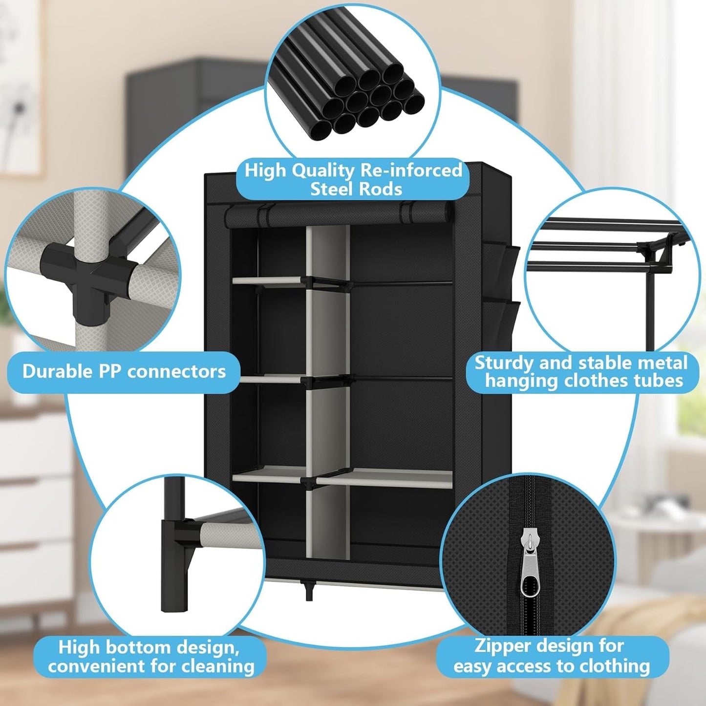 Portable Closet Organizer with 6 Shelves