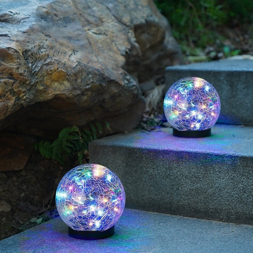Solar-Powered Cracked Glass Ball Lights