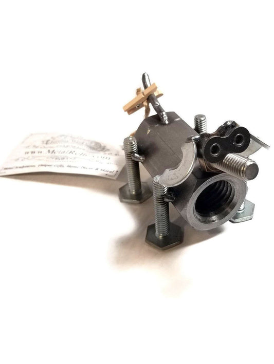 Welded nuts and bolts puppy sculpture for dog lovers