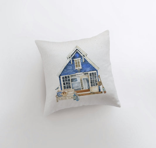 Watercolor Beach House Pillow Cover