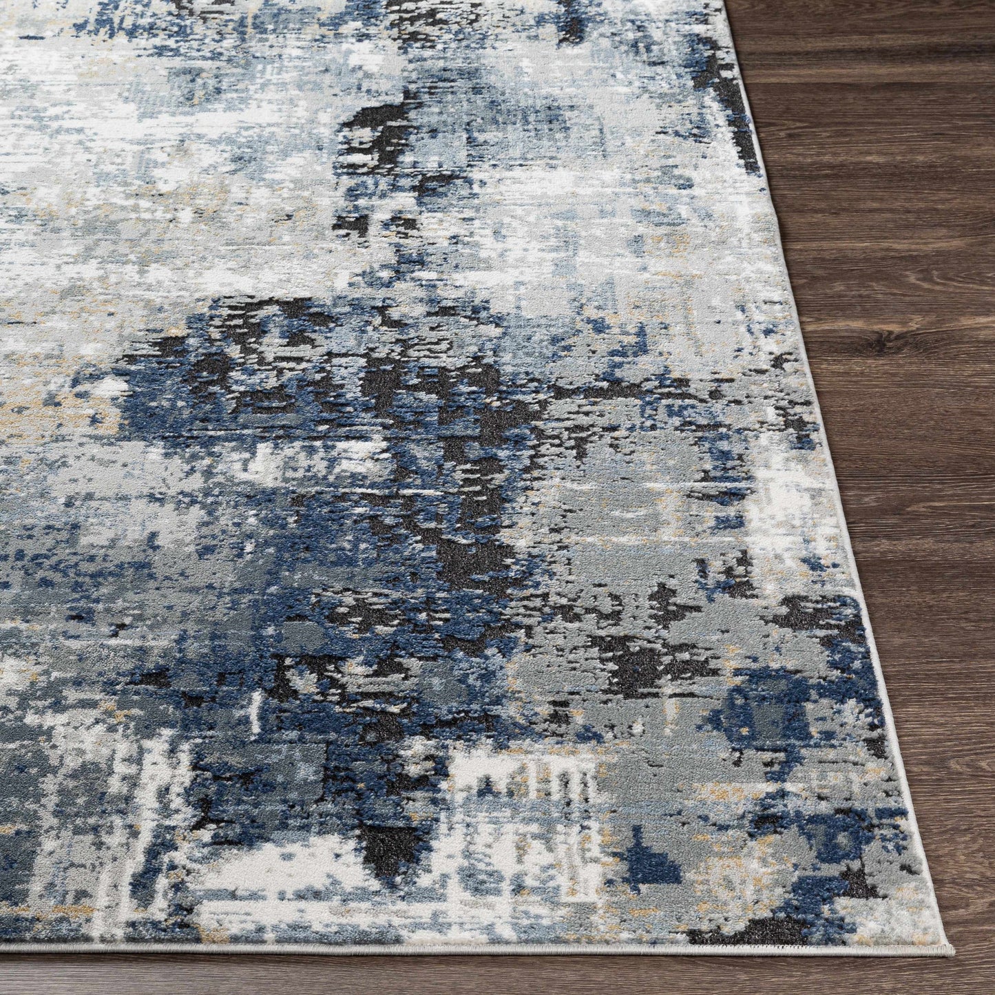 Modern Artistic Area Rug – Campsall Collection in Soft Blue and Gray Tones