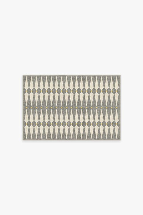 Designer Grey and Cream Geometric Rug with Yellow Accents – Jonathan Adler
