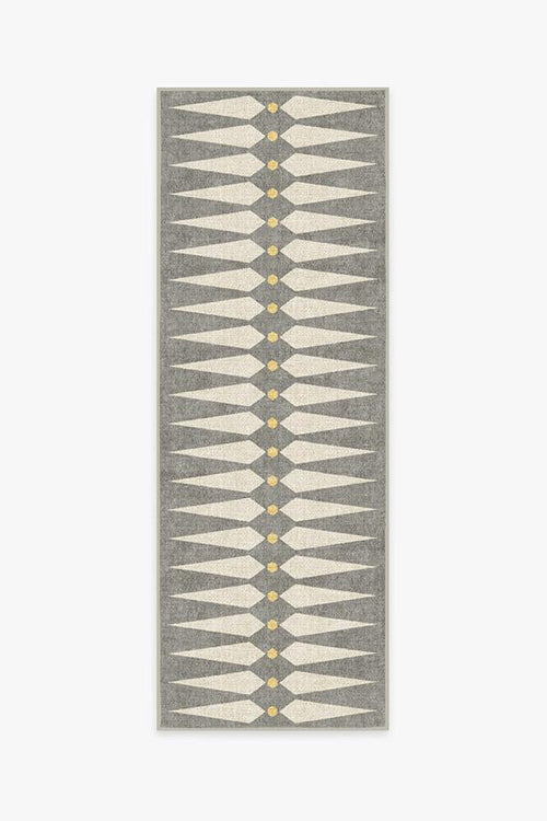Designer Grey and Cream Geometric Rug with Yellow Accents – Jonathan Adler