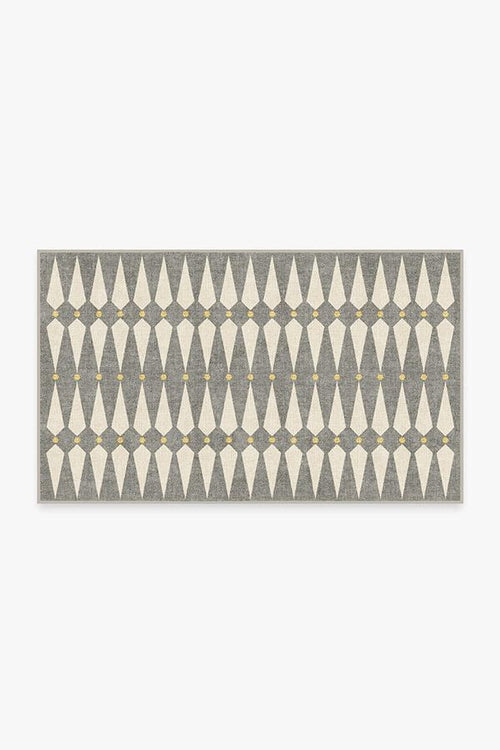 Designer Grey and Cream Geometric Rug with Yellow Accents – Jonathan Adler