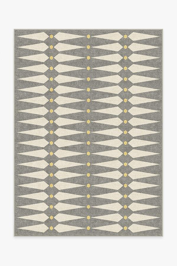 Designer Grey and Cream Geometric Rug with Yellow Accents – Jonathan Adler