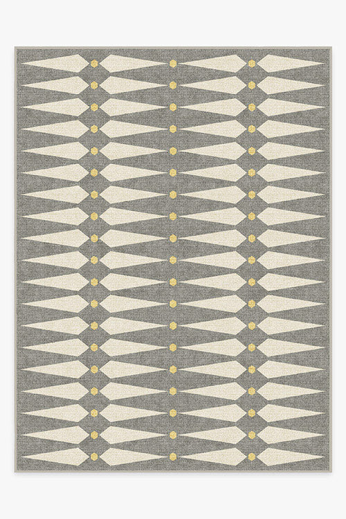 Designer Grey and Cream Geometric Rug with Yellow Accents – Jonathan Adler
