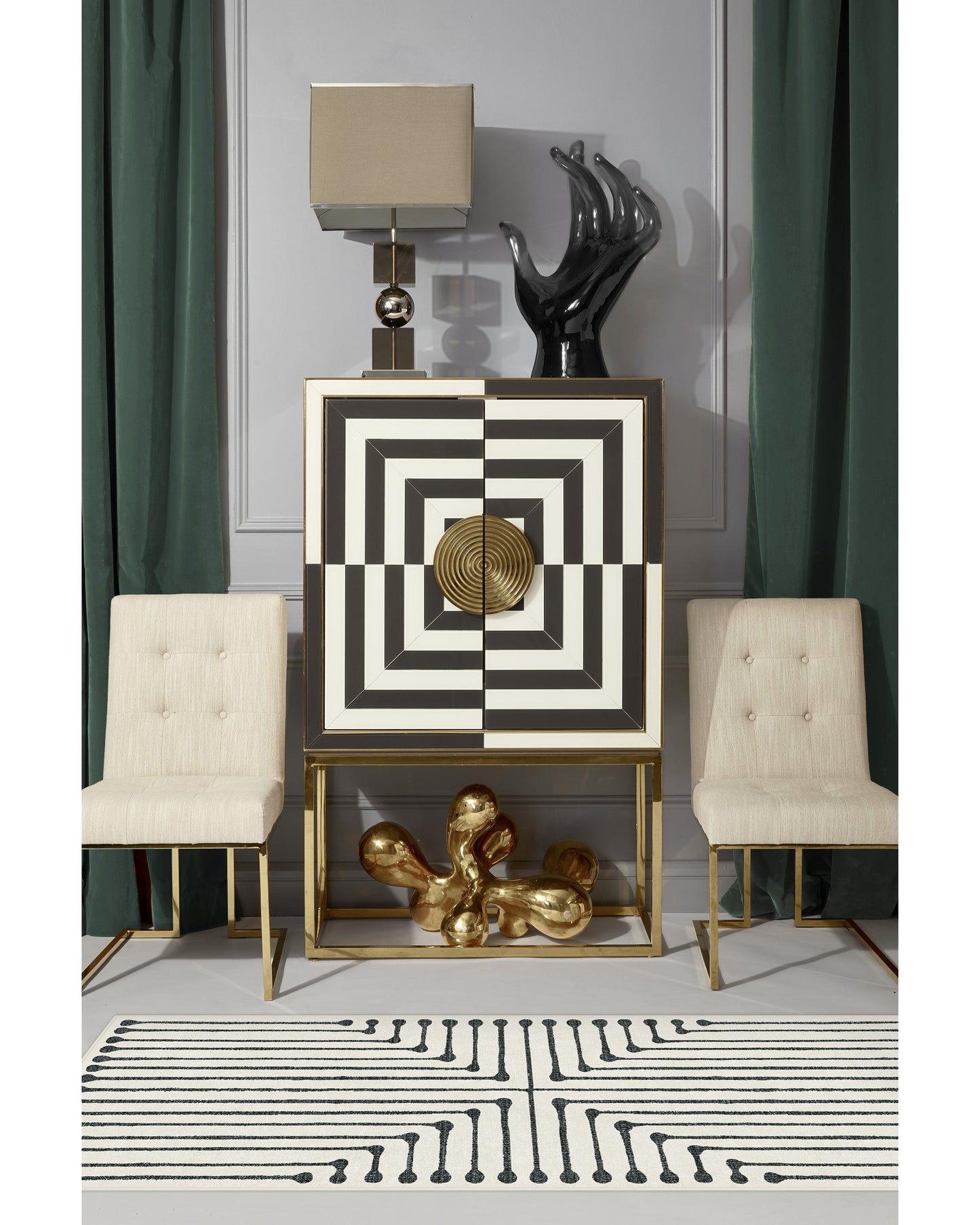 Inkdrop Monochromatic Tufted Rug by Jonathan Adler