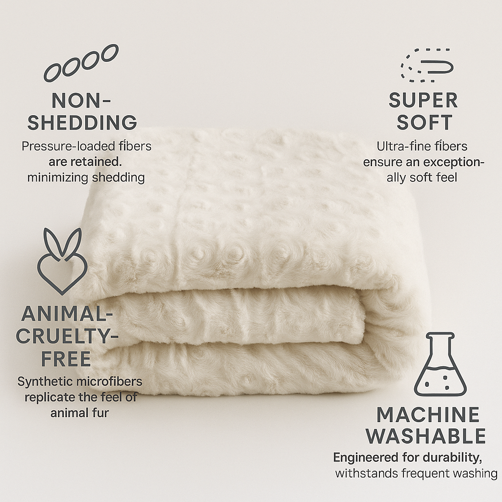 Luxury Embossed Rose Faux Fur Throw with Sherpa Backing