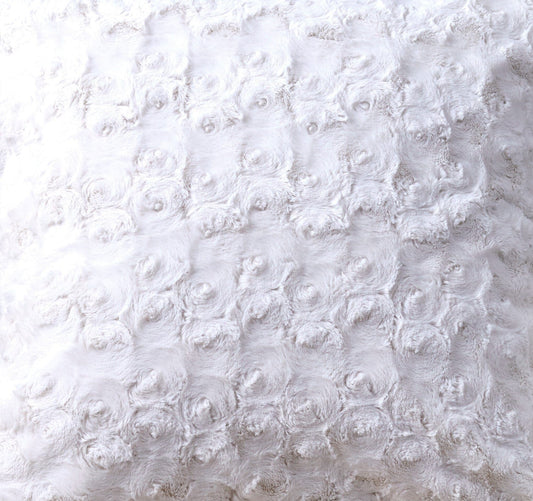 Luxury White Rose Textured Pillow Sham – Faux Fur & Sherpa