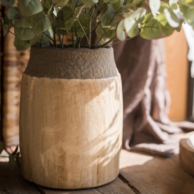 Earthy tone pottery jar perfect for boho and minimalist interiors