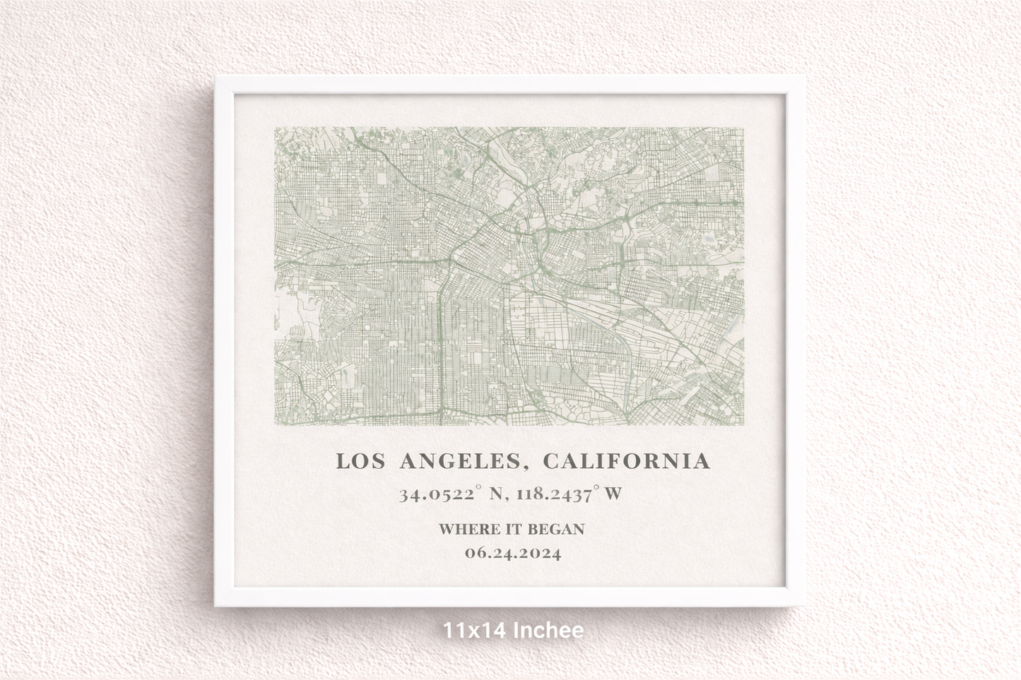 Custom Los Angeles Map Print – Personalized Coordinates Wall Art