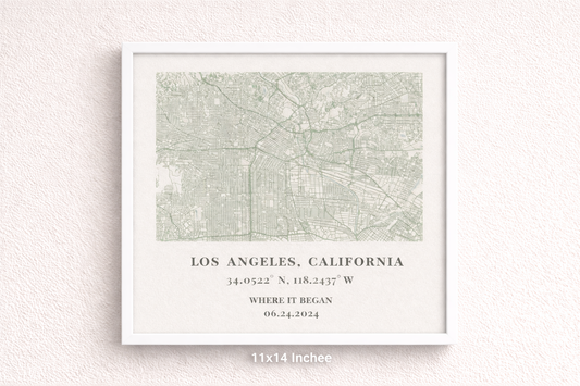Custom Los Angeles Map Print – Personalized Coordinates Wall Art