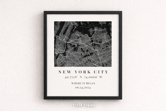 Custom New York City Map Print – Personalized Wall Art Black Version