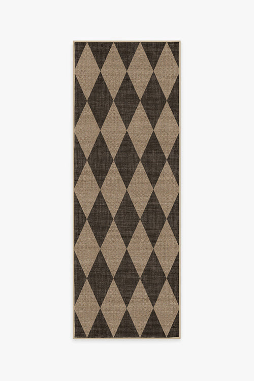 Stylish Printed Chenille Black Re-Jute Rug