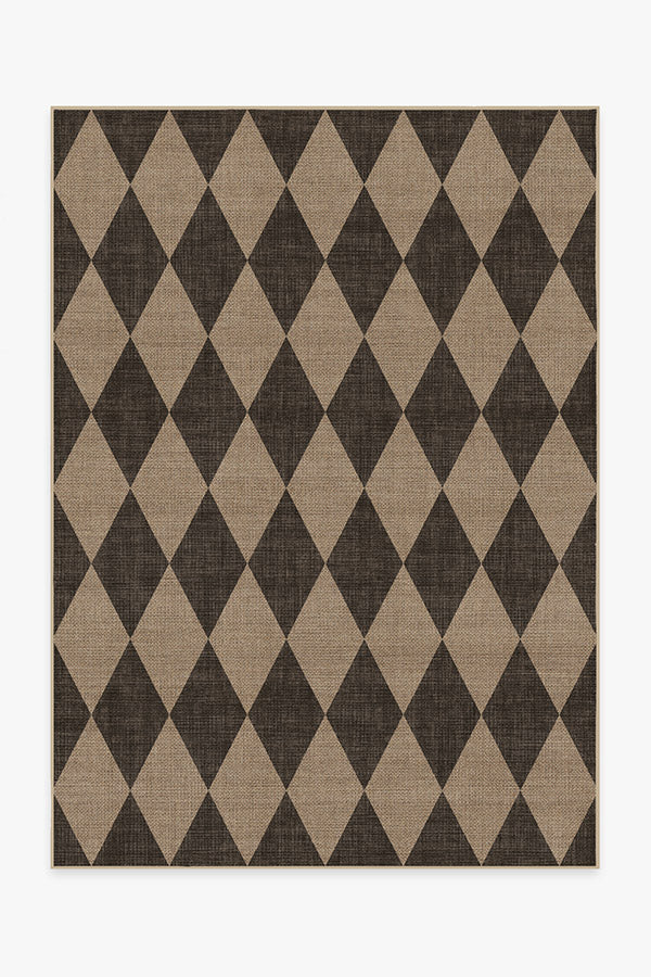 Stylish Printed Chenille Black Re-Jute Rug