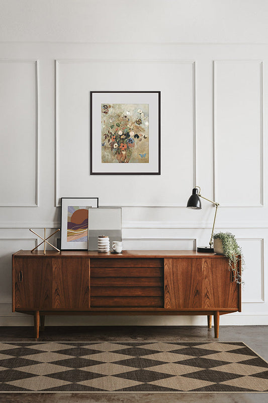 Stylish Printed Chenille Black Re-Jute Rug