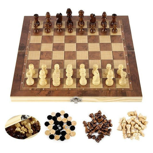 Classic Wooden Chess Set – Compact & Foldable