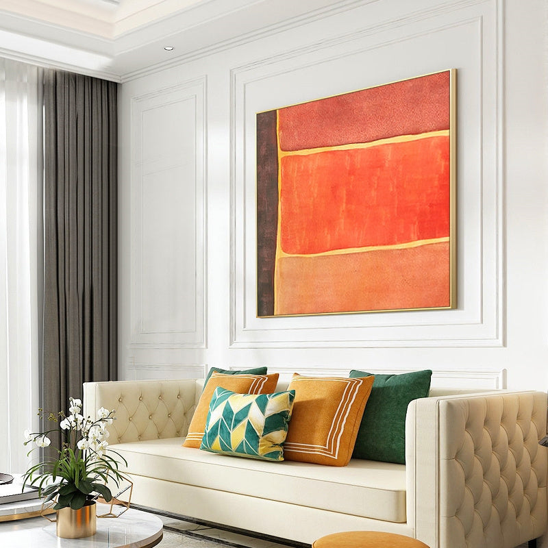 Hand-Painted Abstract Square Canvas – Modern Burnt Orange Wall Art