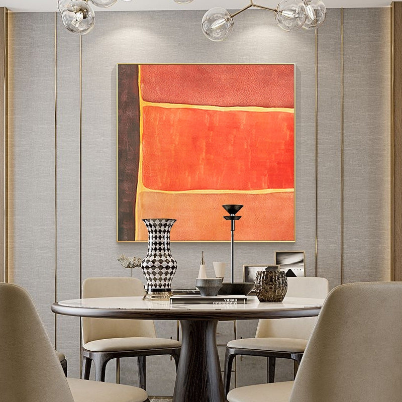 Hand-Painted Abstract Square Canvas – Modern Burnt Orange Wall Art