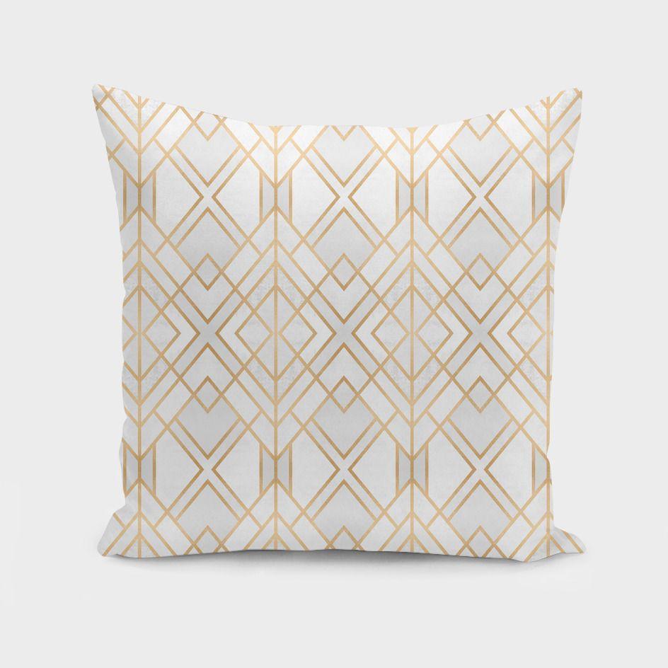 "Golden Geo" Geometric Print Cushion Cover