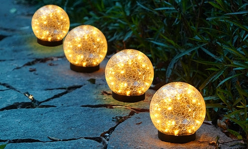 Solar-Powered Cracked Glass Ball Lights
