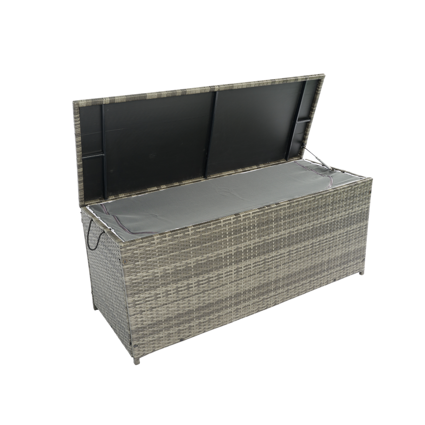 113 Gallon Rattan Deck Box Outdoor Storage Trunk Grey Wicker Patio Side Table